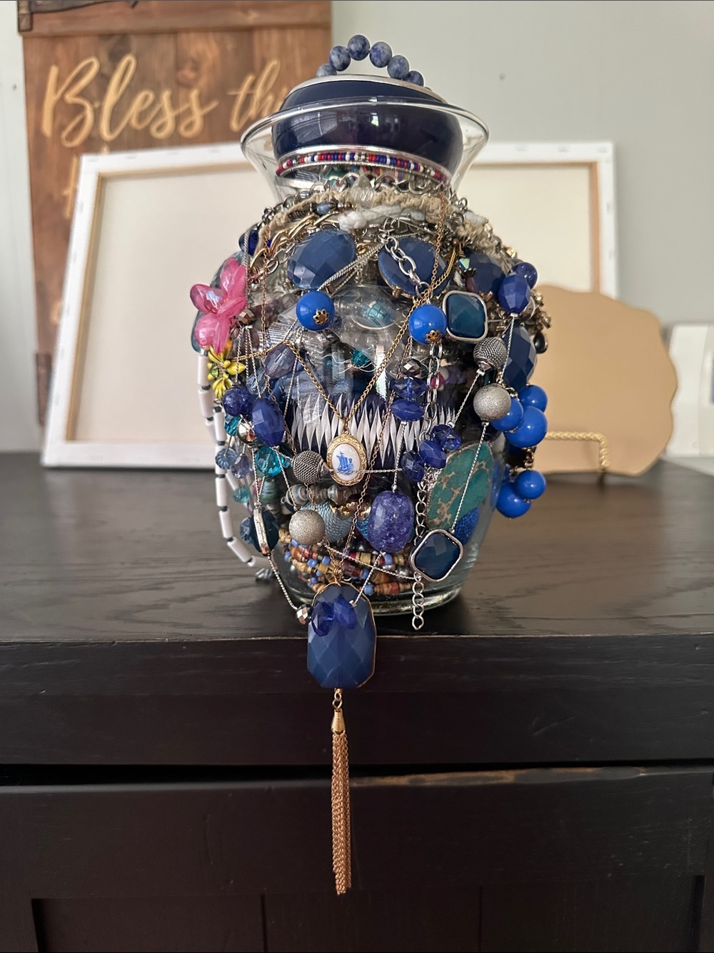 Mystery Jewelry Jar With Shades Of Blue